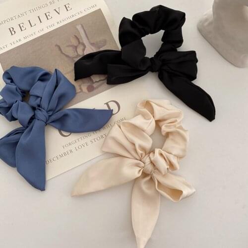Korea Cute Rabbit Ear Pure Color Hair Scrunchies Elastic Hair Bands Ties Rope Bands Ponytail Bands Hair Accessories Hair Rope
