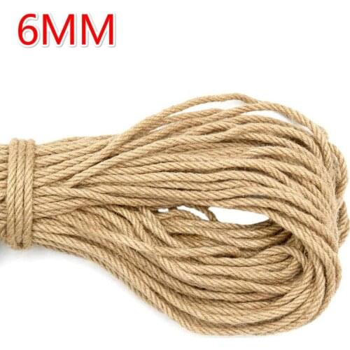 6mm Natural Jute Rope Heavy Duty Twine Hemp Twisted Cord Rope Macrame String DIY Craft Handmade Decoration Pet Scratching 1m-50m