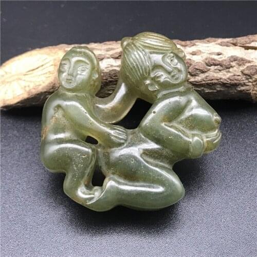 Ancient pendant hollow brand jade carving pendant jade nude statue