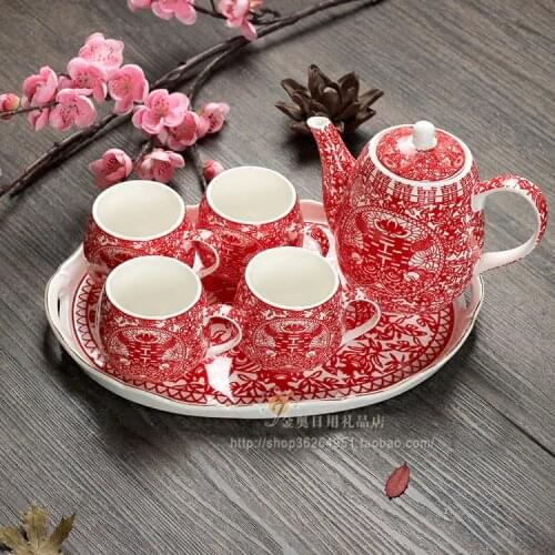Pisces wedding Ceramic Tea Set Wedding Tea Cup wedding gift festival supplies new couple wedding tea cup teapot