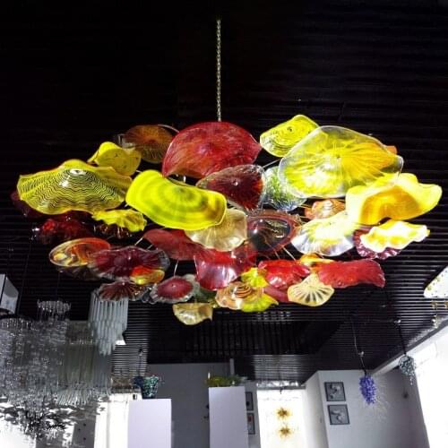 GIRBAN LED Murano Glass Art Chandeliers Light Italian Flower Plates Lamp Home Hotel Decor Hand Blown Glass Chandelier Lighting