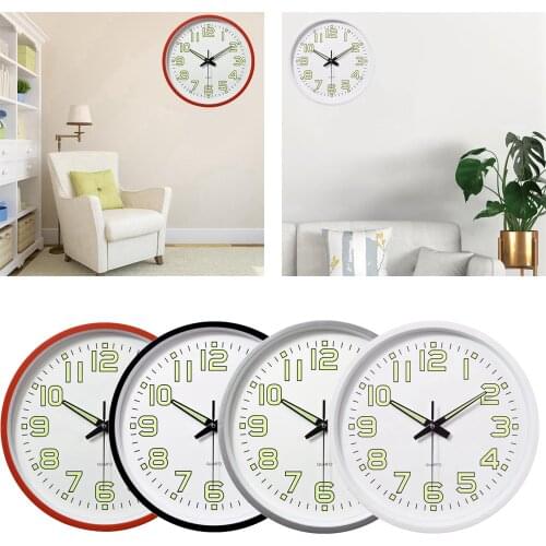 12 Inch Luminous Minimalist Wall Clock Night Lights Round Wall Clock Decorative Wall Clock Home/Office/Classroom/School Clock
