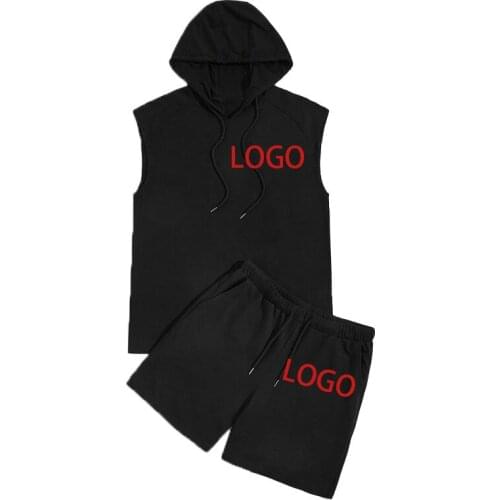 High Quality Organic Towel 100% Cotton Sleeveless Hoodies and Shorts Set Mens Streetwear Sets