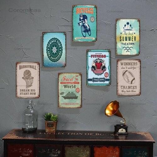 Vintage Metal Tin Sign Sport Toilet Bar Art Posters Home Decor Restaurant Coffee Cafe Wall Plaques 20x30cm
