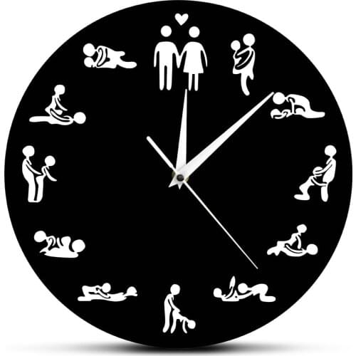 Adult 24 Hours SexNaughty Intimate Positions Gender Iconic Wall Clock Kamasutra Wall Decor Watch Couple Valentines Wedding Gift