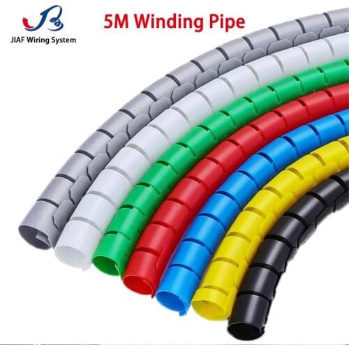 JIAF Line Finishing Winding Gray Pipe OrganizerTube Colorful Spiral Cable Protection Sleeve Black Office Wire Protective Cover