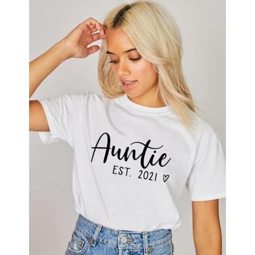 Auntie Est 2021 Women Graphic T Shirts Short Sleeve Harajuku T-shirt Best Aunt Female Funny Vintage Camisetas Mujer Fashion Tees