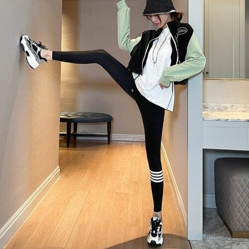 Womens Striped High Waist Yoga Leggings Push Up Pants Stretchy Gym Workout Tights Sport Leggings Running Casual Pants