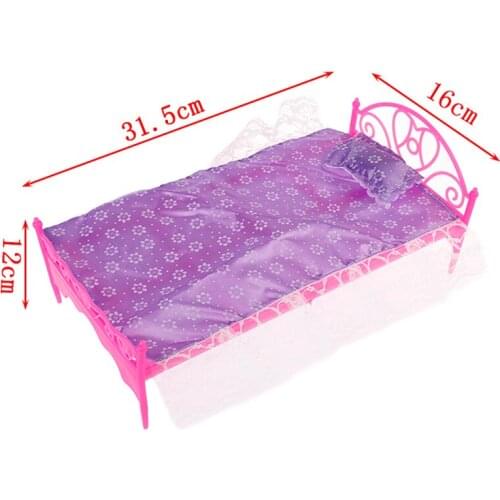 1:12 Berth+Bed Sheet+Pillow Clear Plastic Lace Random Color European Doll Toys Dollhouse Miniatures Furniture Accessories