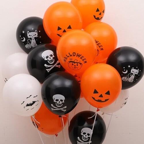 12pcs Halloween Black Orange Latex Balloon Pumpkin Skeleton Halloween Party Decoration Helium Balloons Kids Toys Bar Party Decor