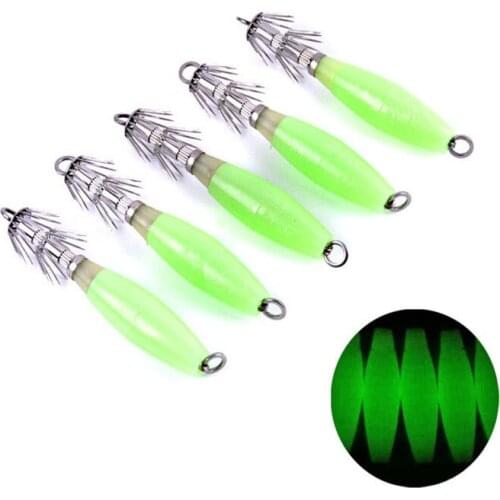 14.5g 95MM Luminous Squid Lures Stainless Steel Hooks Jig Artificial Bait Fishing Gear Tackle Umbrella Type Octopus Fish Hook