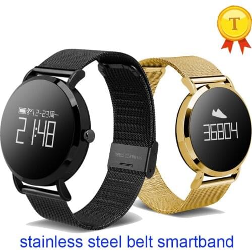2018 Factory Price Round touch Screen Heart Rate Smart Bracelet Blood Pressure Steel Strap facebook sync Wristband smart band