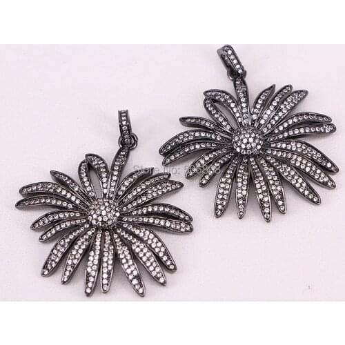 4PCS Fashion CZ Zirconia Micro Paved Big Flower Women Pendant for Brides Wedding Jewelry