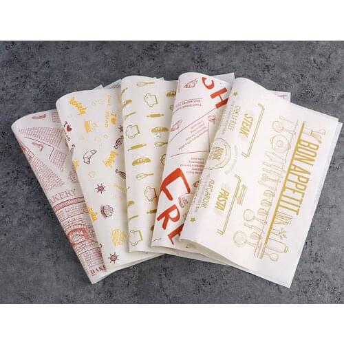 500 Pcs 28x38cm Wax Paper Food Grade Disposable Wax Paper Bread Fries Sandwich Burger Wrapping Paper Oil-proof Customizable