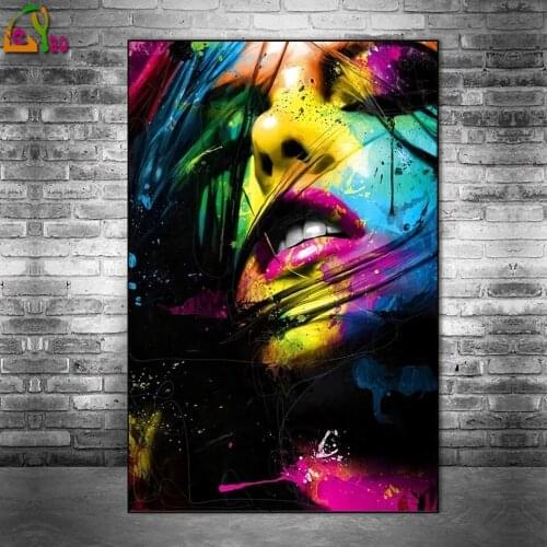 5D DIY Abstract Sexy Lips Graffiti Art Diamond Painting cross stitch Colorful Girl Face Diamond embroidery Facet Art Pictures
