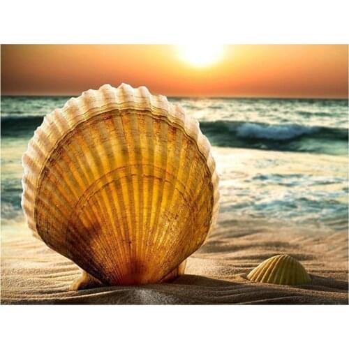 5D DIY Full Round/Square Diamond Painting Sea Shell Cross Stitch Beach Scenery 3D Embroidery Rhinestone Mosaic Home Decor Y1539