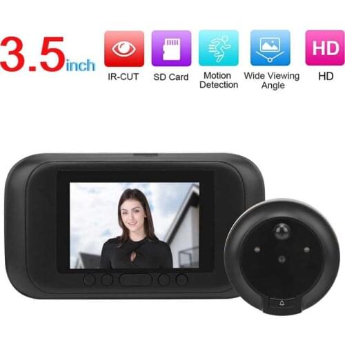 3.5in 720 HD 145-degree view Smart Door Viewer Night Vision PIR Movement Detection Body Sensor Black LED Color Screen Security
