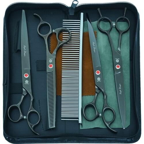 8.0" Pets Trimming Scissors Purple Dragon Dog Grooming Shears Straight Curved Hair Cutting Tijeras 7.5" Thinning Tesouras B0044B