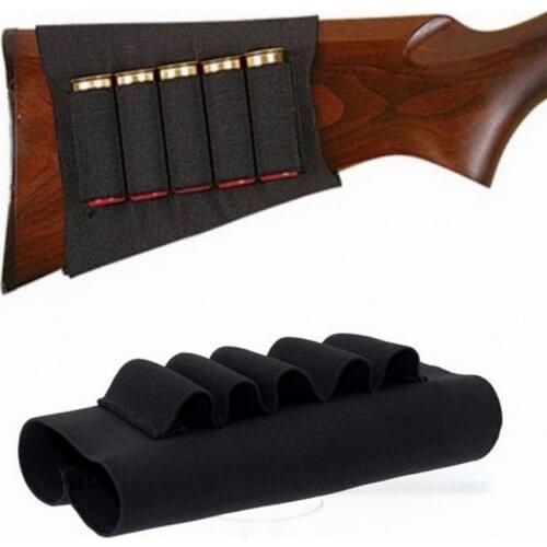 Shotgun Rifle 5 Shells Buttstock 20 Gauge Cartridge Holder Elastic Loops Airsoft Military Ammo Cartridge Holder Black