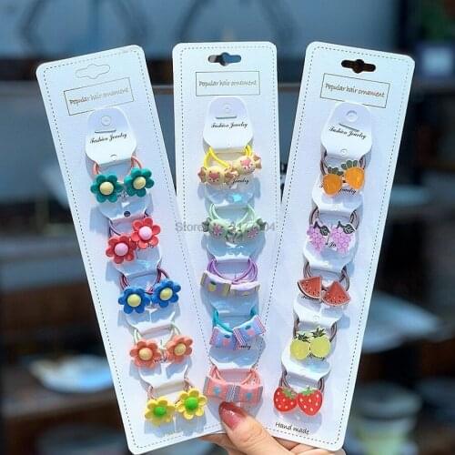 DHL 100set 5pair/set Cartoon Princess Headwear Heart Baby Headdress Children Hair Ropes Kids Elastic Hair Bands