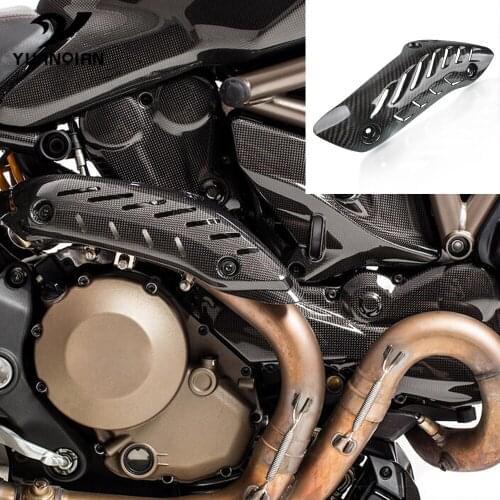 For Ducati Monster 821 1200 2014-2017 2016 Carbon Fiber Muffler Pipe Exhaust Heat Shield Cover Guard Muffler Covers Protector