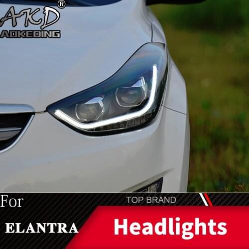 Head Lamp For Car Hyundai Elantra 2012-2016 Headlights Fog Lights Daytime Running Lights DRL H7 LED Bi Xenon Bulb Car Accessory