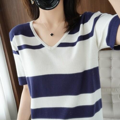 Flower Moon Womens Striped T-shirts