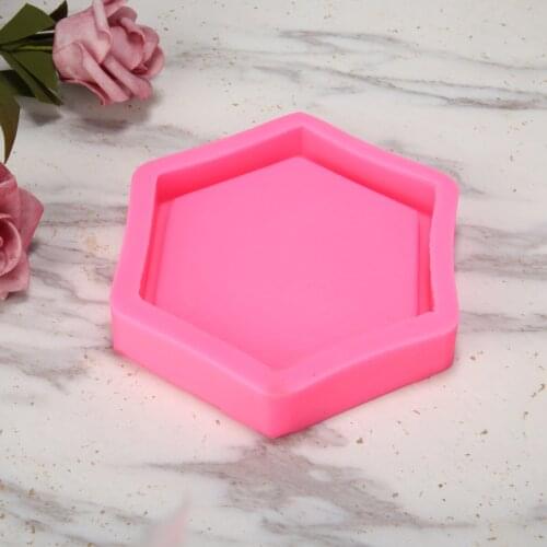 1PC Flowerpot Base Cement Mold Hexagonal Silicone Tray Concrete DIY Clay Mold Garden Succulents Decoration Color Random