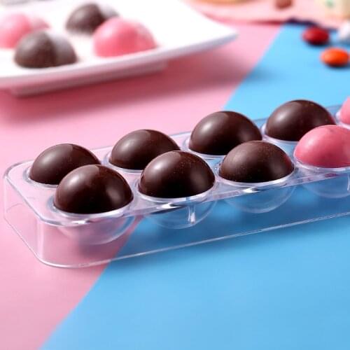 14 holes Half Ball 3D Polycarbonate Chocolate Moulds Chocolate Candy Bars Molds Plastic Tray Baking Pastry Bakery Tools