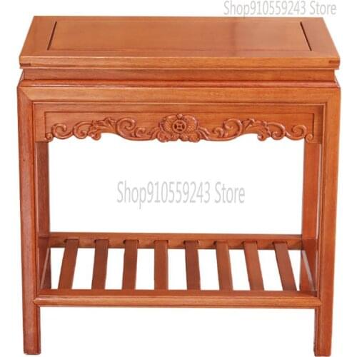 Chinese Mahogany Sofa Side Table Flower Table Pineapple Grid Solid Wood Corner Table Living Room Small Coffee Table Double Stora