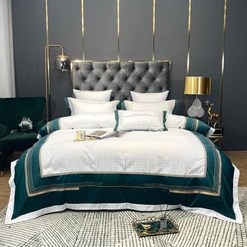 2021 new Satin Jacquard embroidery bedding sets bed set double queen king size duvet cover bed sheet set pillowcase 4Pcs