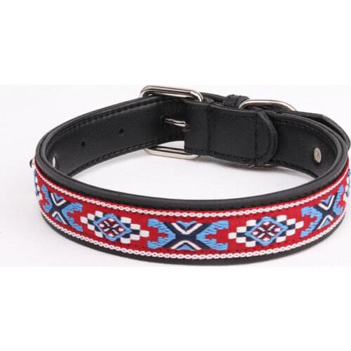 Leather Pet Dog Collar Puppy Neck Strap Adjustable Tie China Style Ribbon Dog Collar Pet Leash Dog Accessories
