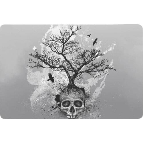 Creative Skull Tree of Life Anti-slip Door Mat Home Decor, Black and white Indoor Outdoor Entrance Doormat Rubber Backing