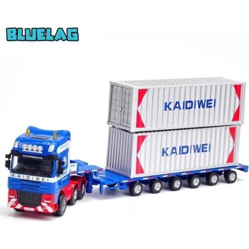 1:50 Alloy Diecast Model Low Bed Transporter Container /Reach Stacker Truck Rubber Tire Vehicles Model Truck Kids Gift Toys