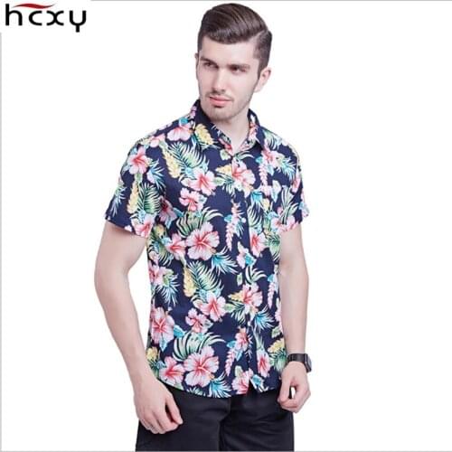 HCXY 2019 Mens Dot Short-sleeved Printing Casual Shirts Men Shirt Male Beach High quality Full cotton EU US size S-XXL
