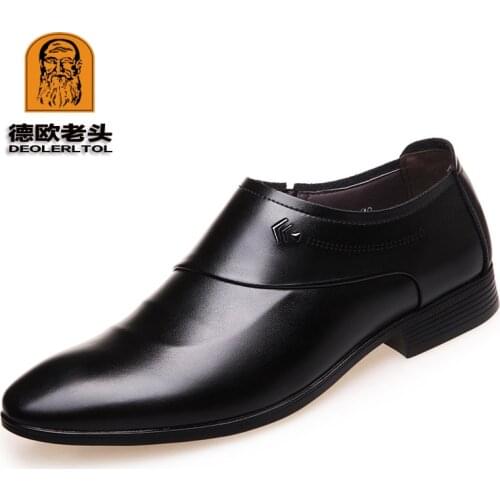 Newly Mens Quality Leather Shoes Zapatos de hombre Size 38-44 Black Leather Soft Man Dress Shoes
