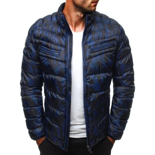 Autumn and winter mens camouflage stand collar fashion European size casual cotton coat down jacket mens down coat