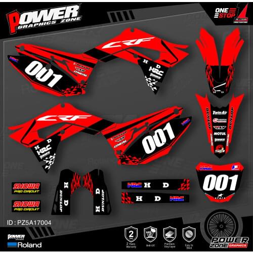 PowerZone Custom Team Graphics Backgrounds Decals Stickers Kit For HONDA 2018 2019 2020 CRF250R 2017 2018 2019 2020 CRF450 004