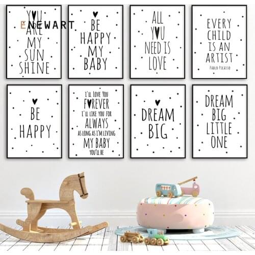 Baby Nursery Text Quote Canvas Poster Wall Art Poster Print Painting Nordic Kid Decorative Picture Kid Bedroom Decoration