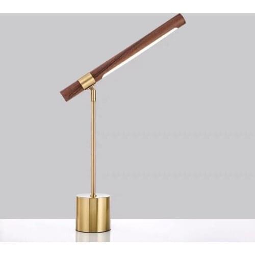 Postmodern Simple Wood Grain Table Lamp Eye Protection American Creative Designer Study Desk Living Room Bedroom Bedside Lighti