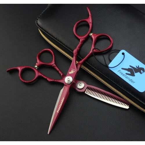 440C Red Crocodile Handle Hairdressing Scissors Advanced Barber Shop Essential Scissors Durable Japan 6.0 Inch Model Number Size