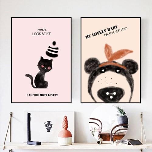 Wall Art Canvas Painting Cartoon Small Fresh Creative Poster Childrens Room Home Decoration HD Print
