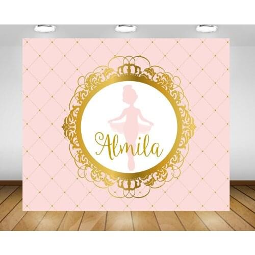 Custom little ballerina royal pink and gold photography studio background High quality Computer print party photo backdrop