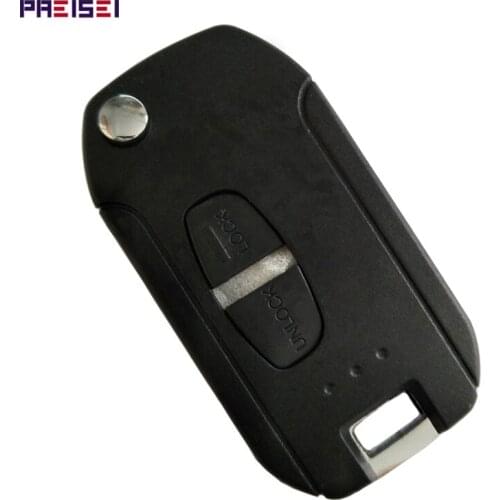 PREISEI 2 Buttons Right Groove Blade Car Remote Modified Flip Key Case For Mitsubishi Key Fob Replacements