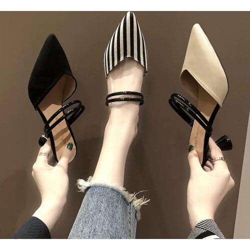 New Slippers Women Fashion Knitting Pointed Women Half Slides Mules Loafers Casual Slipper Female Summer Shoes Flat Sandals