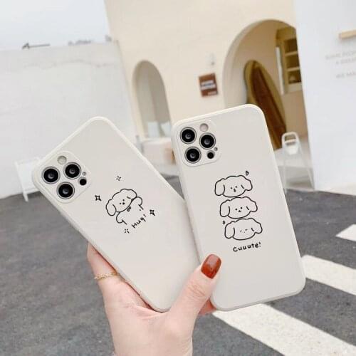 Ins line dog cute animal phone case cartoon cover capa for iphone 13MINI 12 11 pro max 8 7plus x xs max xr silicone 13pro funda