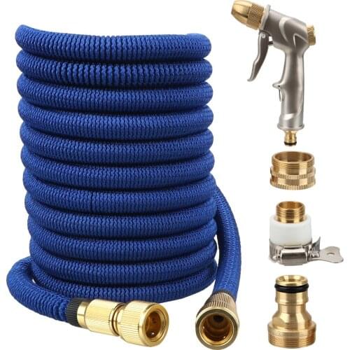 LEEPEE 25FT-100FT Telescopic Magic Hose High Pressure Adjustable Nozzle Metal Spray Gun Plastic Flexible Car Garden Wash Hose