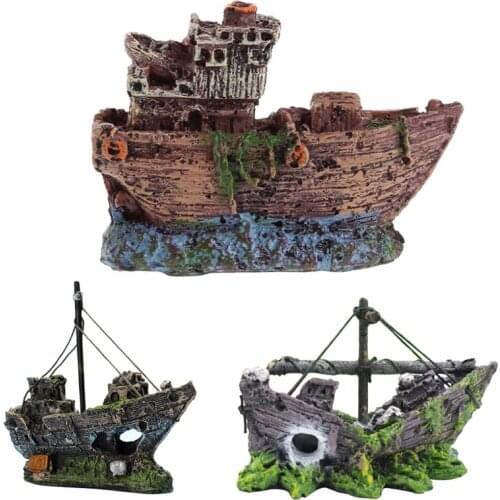 Decorations Ornaments Fish Tank Landscaping Pirate Ships Resin Ship Decorations Suitable for Aquarium Fish Ships Home