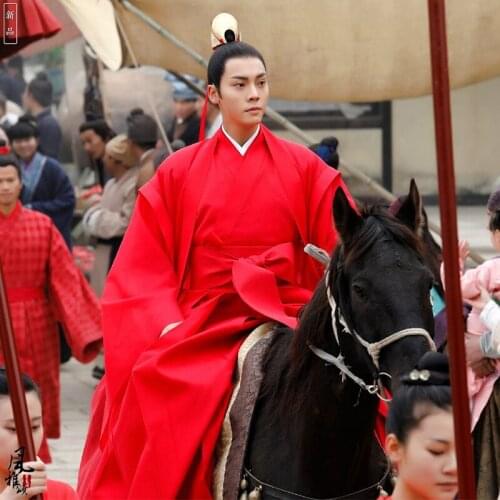 Yuan Ling Same Design Red Groom Wedding Costume Hanfu for Newest TV Play Zui Ling Long Drama Costume Hanfu