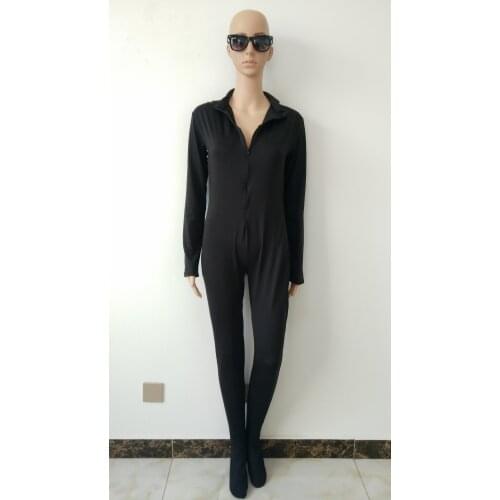 Women party clothing black color Spandex Unitard Catsuit no Hood hands front Zipper
